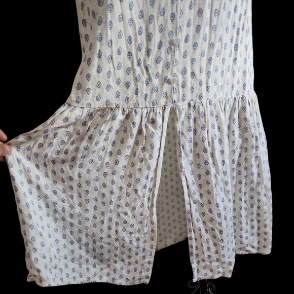 Monteau Los Angeles Empire Waist Maxi Dress Size XS Blue White Rayon Linen Blend - Picture 12 of 13